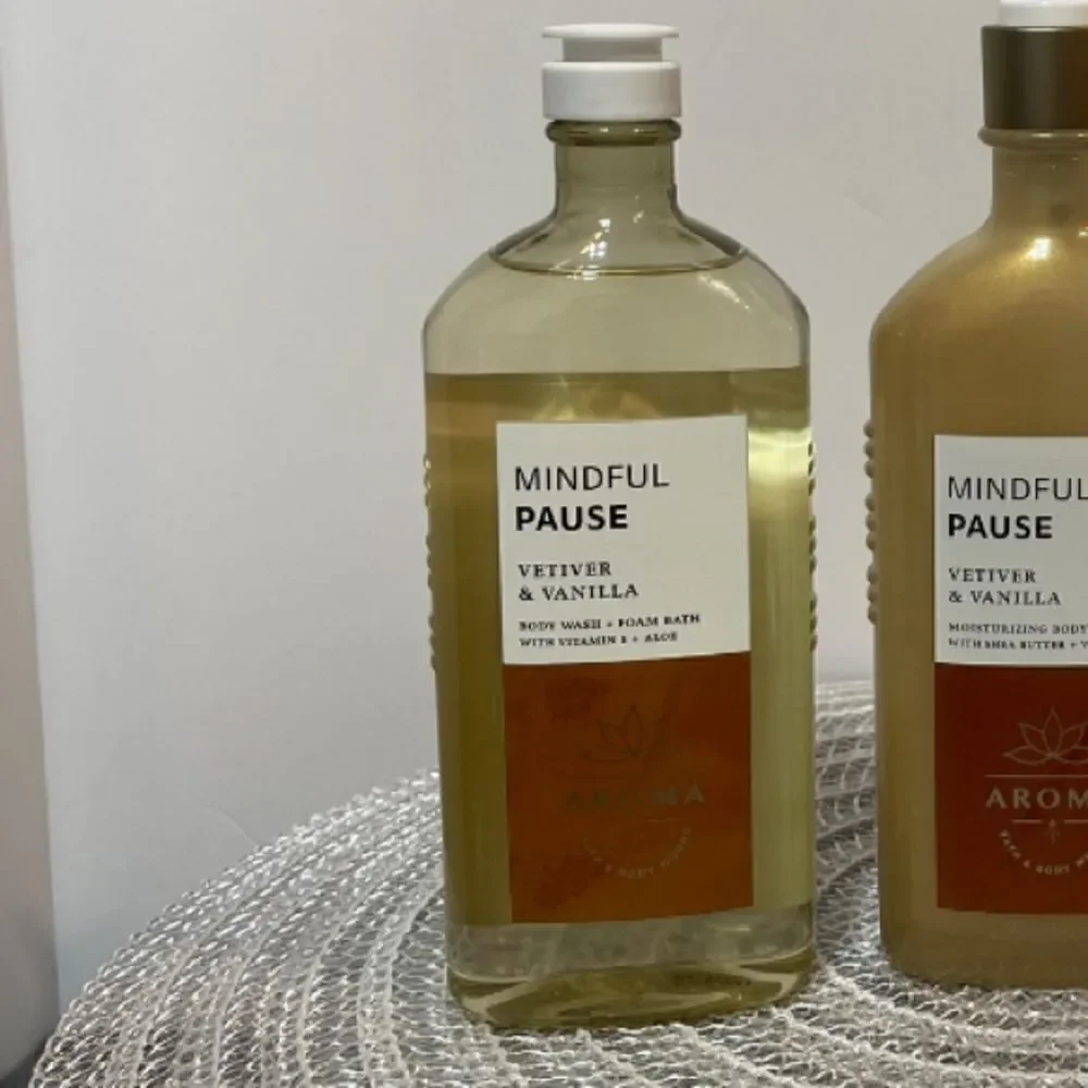BBW Aroma Mindful Pause Body Lotion and Body Wash Foam Bath Set of 3 NWT